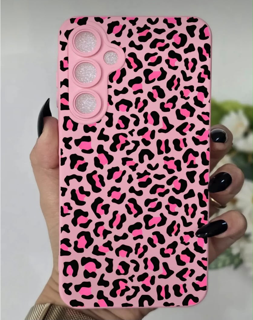 Pembe Leopar Tasarımlı Kamera Korumalı Kılıf